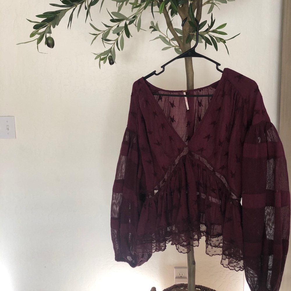 Free People Berry-colored Blouse